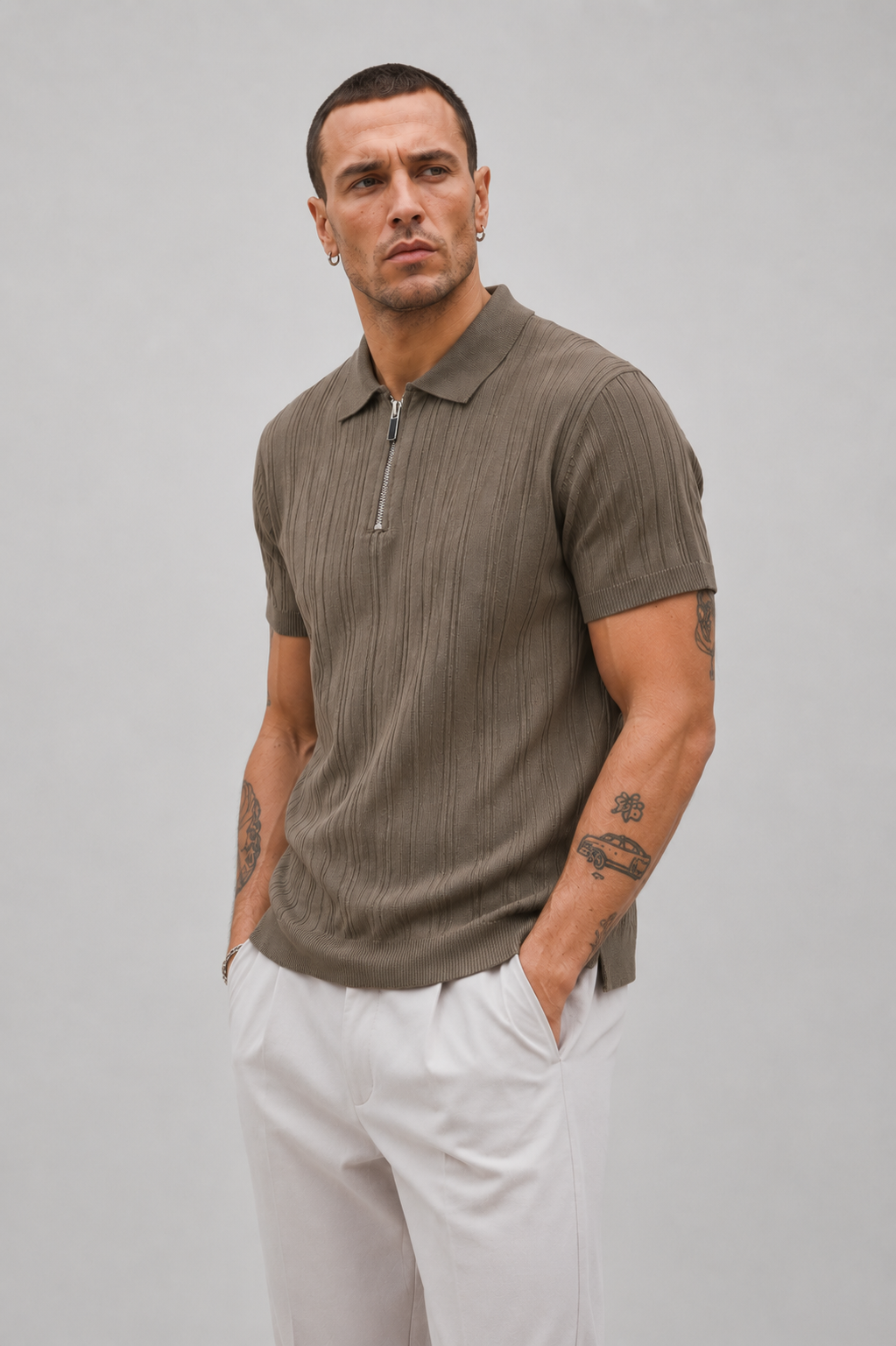 The Luca Ribbed Zip Polo