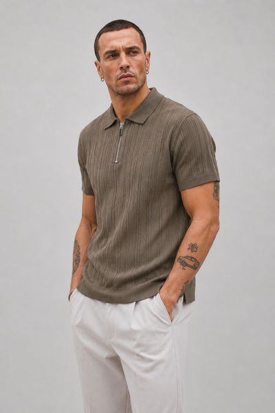 The Luca Ribbed Zip Polo