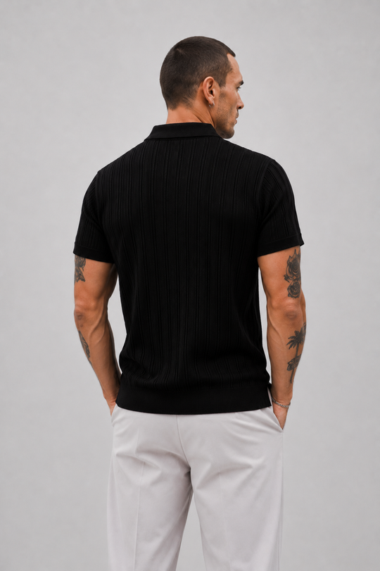 The Luca Ribbed Zip Polo