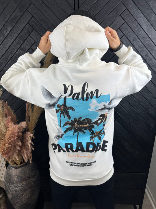 Palm Paradise Hoodie Wit