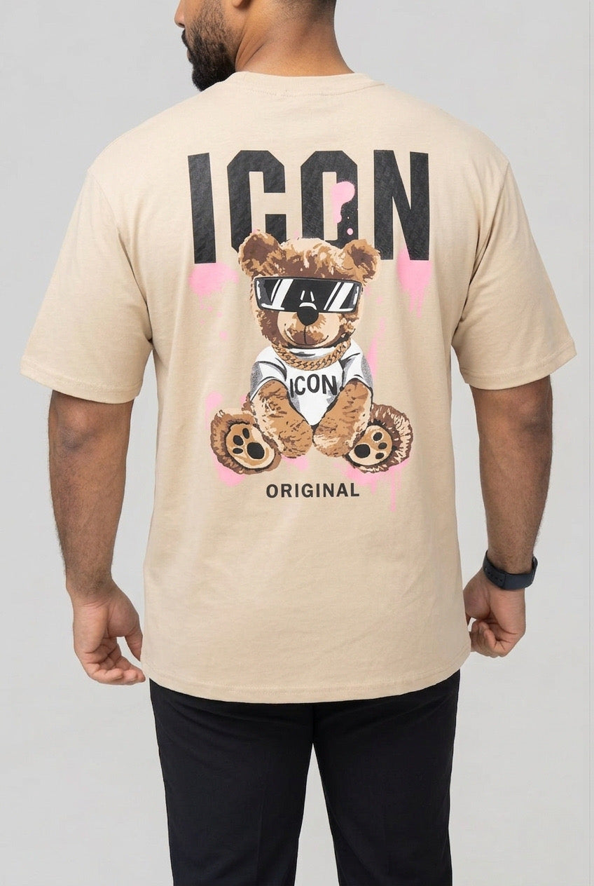Icon Teddy Back Print Oversized T-Shirt
