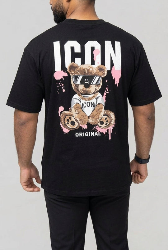Icon Teddy Back Print Oversized T-Shirt
