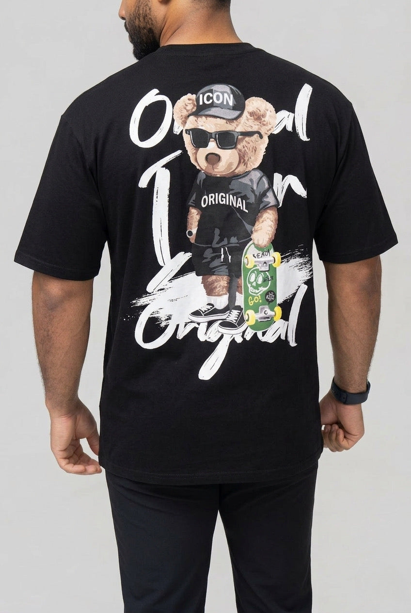 Icon Teddy Skate Back Print Oversized T-Shirt