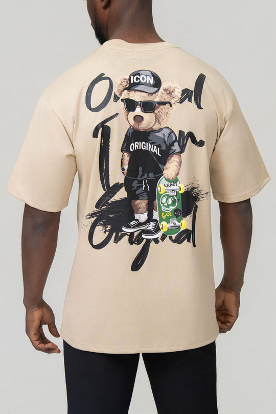 Icon Teddy Skate Back Print Oversized T-Shirt