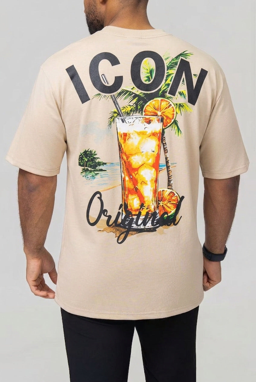 Icon Summer Cocktail Back Print Oversized T-Shirt
