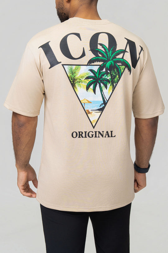 Icon Palm Beach Back Print Oversized T-Shirt