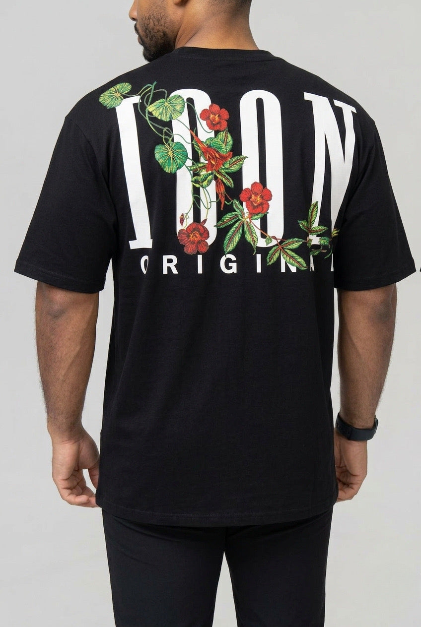 Icon Floral Back Print Oversized T-Shirt
