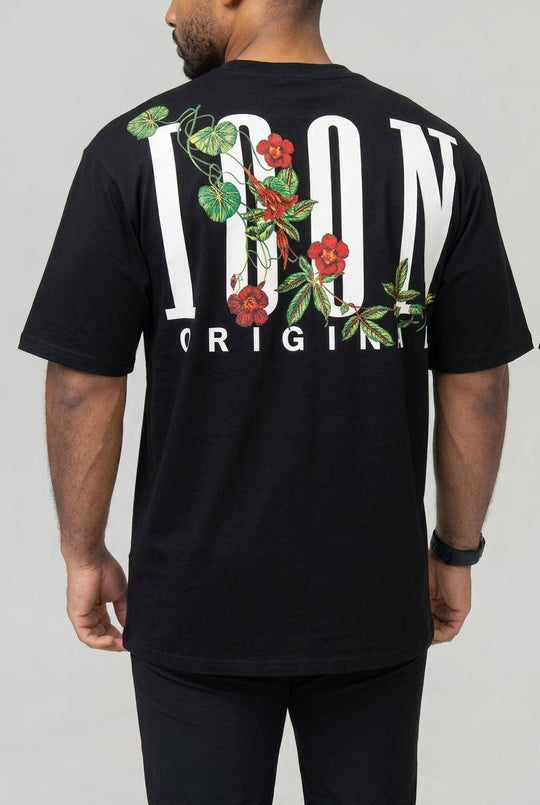 Icon Floral Back Print Oversized T-Shirt