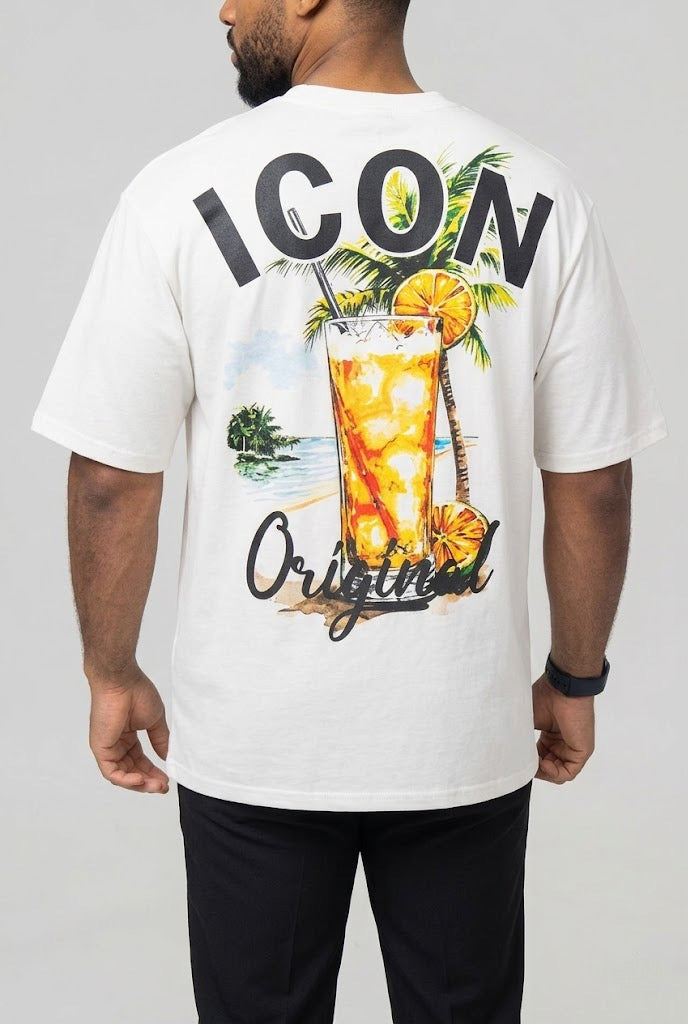 Icon Summer Cocktail Back Print Oversized T-Shirt