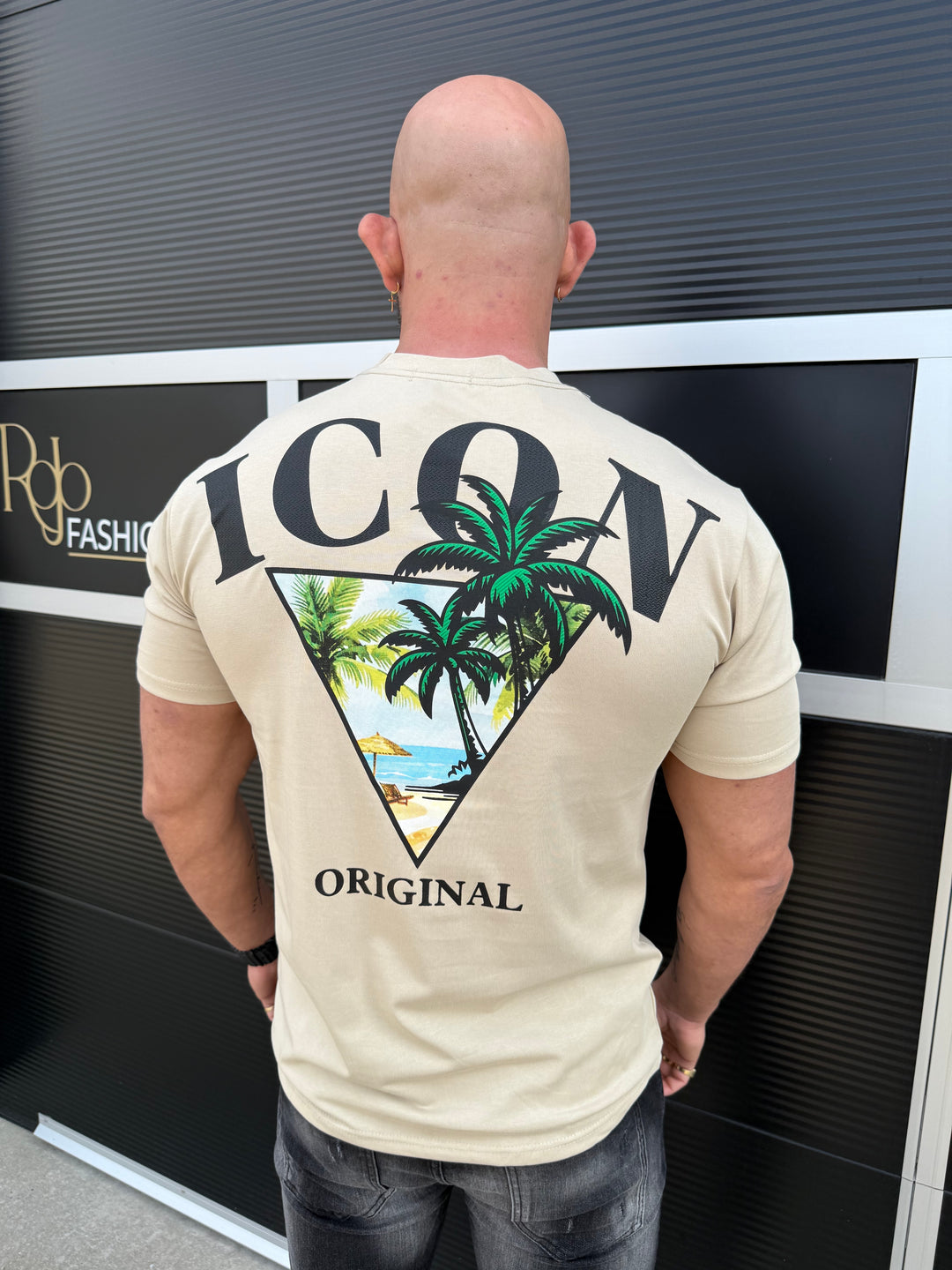 Icon Palm Beach Back Print Oversized T-Shirt
