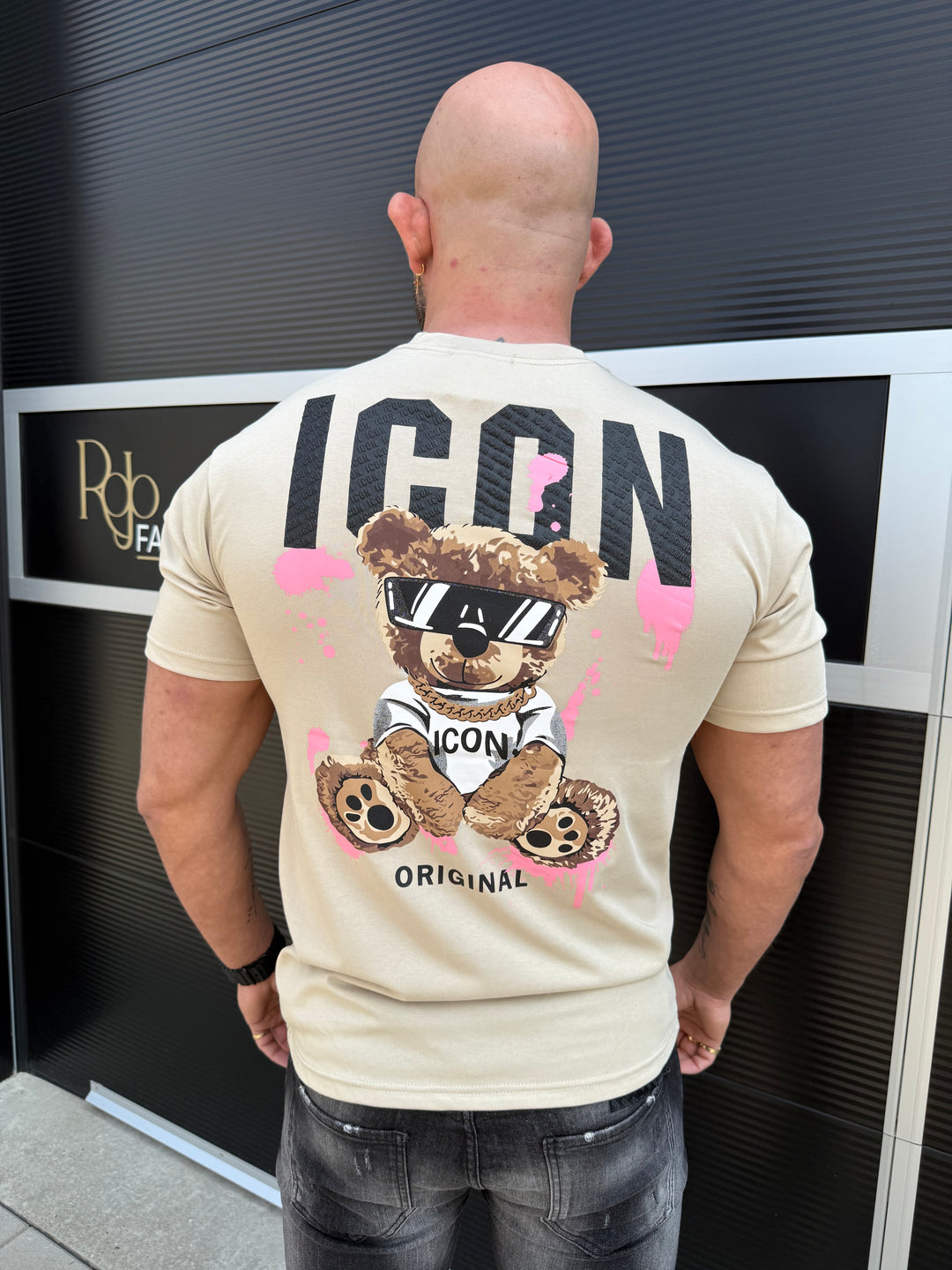 Icon Teddy Back Print Oversized T-Shirt
