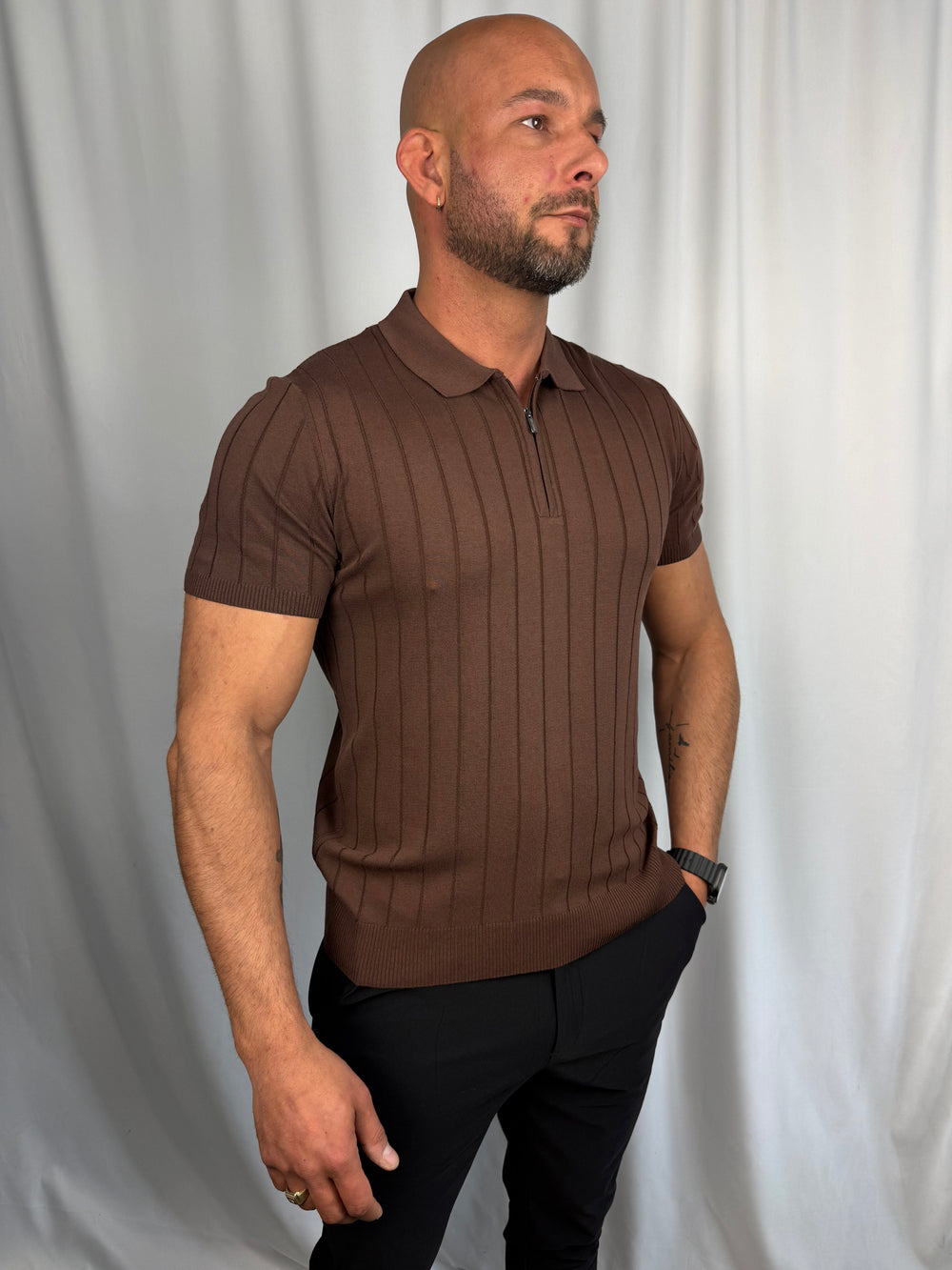 Milano Ribbed Zip Polo